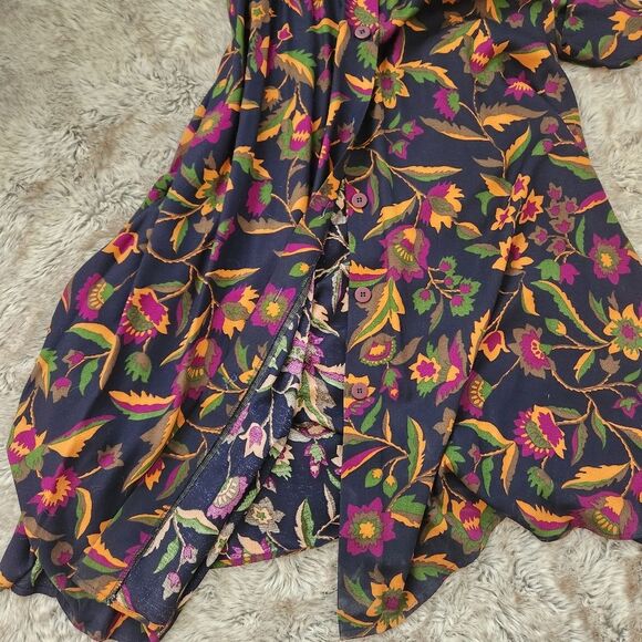 Dépèche Mode Vintage Long Sleeve Floral Shirt Dress Size 8 - Picture 7 of 12